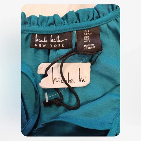 Nicole Miller Teal Green  Short Sleeve Tiered Dress Size Small - Picture 7 of 8